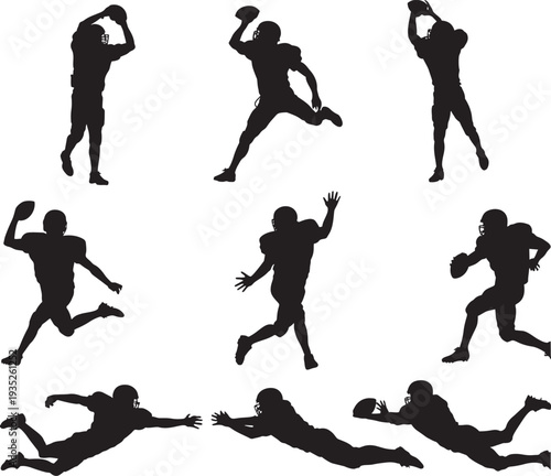 Handball Player Silhouette Set – Jump Shot and Goalkeeper Action Vector Collection