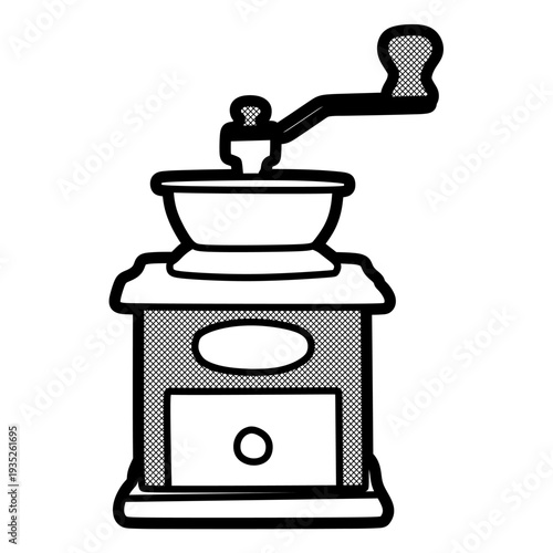 simple drawing of an old school coffee grinder, lines can be changed