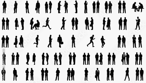 business people silhouettes Black Silhouettes of People in Business and Lifestyle Poses – Vector Activity Icons