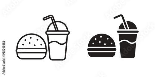 Fast food icon. Simple outline style concept. Thin line vector illustration.