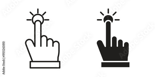 Finger press icon. Simple outline style concept. Thin line vector illustration.
