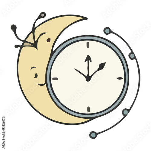 Sleep Time Clock Cartoon Icon