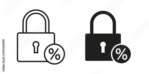 Fixed rate mortgage icon. Simple outline style concept. Thin line vector illustration.