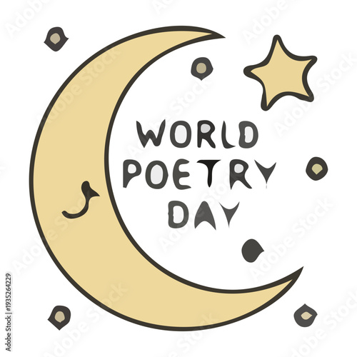 Cute Moon World Poetry Day Graphic