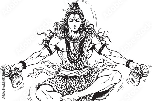 Lord Shiva Meditation Yoga Pose Hindu Deity.