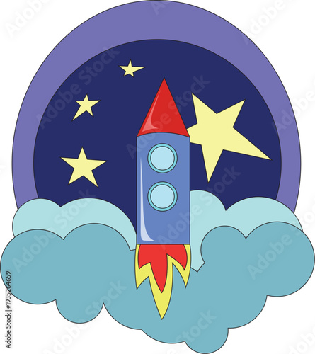 Print rocket coloring book for kids
