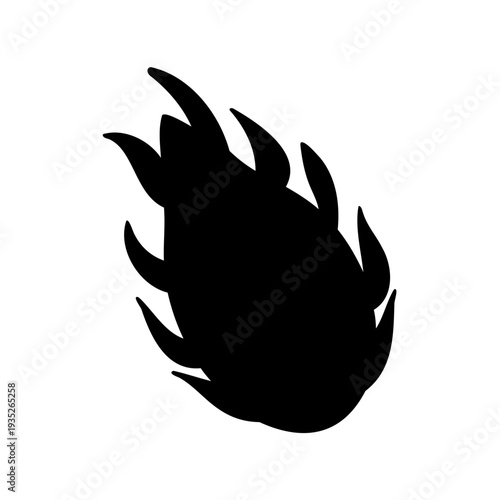 Bold silhouette depiction of a dragon fruit on a white background