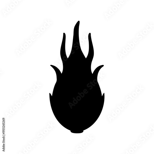 Simple solid black silhouette of a dragon fruit exotic tropical shape