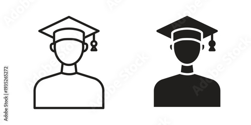 Graduated icon. Simple outline style concept. Thin line vector illustration.