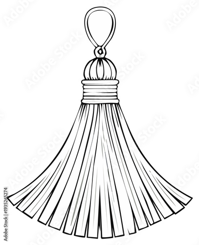 Line Art Tassel Outline for Decoration Projects or Fashion Design Elements