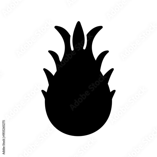 Elegant Black Silhouette of a Dragon Fruit Isolated on a White Background