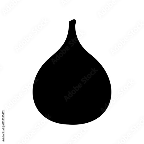 Monochrome silhouette of a stylized fig shape set against a white background