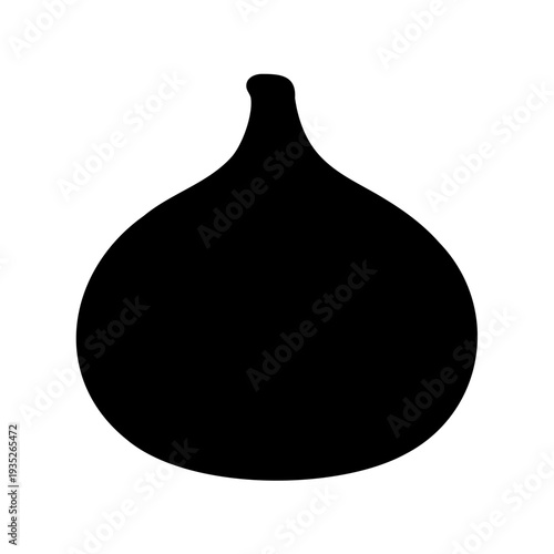 Isolated black fig fruit silhouette on white background rendering simplicity