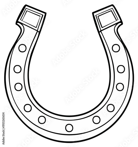 Outline Drawing of a Traditional Metal Horseshoe with Nail Holes