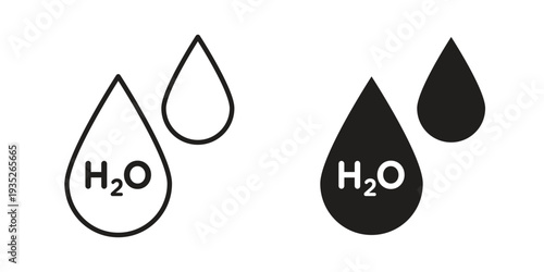 H2o icon. Simple outline style concept. Thin line vector illustration.