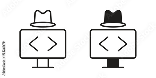 Hacker icon. Simple outline style concept. Thin line vector illustration.