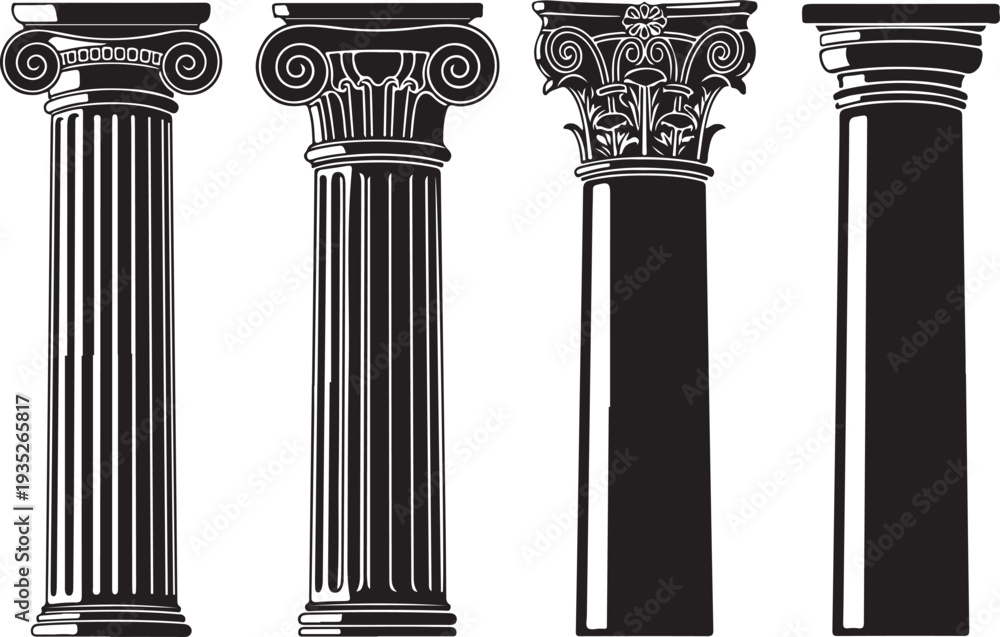 Obraz premium Ancient Columns Icon Set. Vector