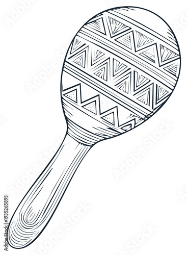 Line art illustration of a maraca musical instrument