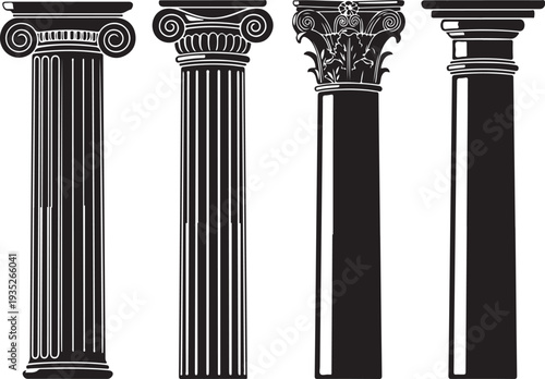 Ancient Columns Icon Set. Vector