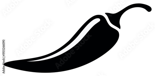 Stylized Pepper Silhouette of an Isolated Spicy Food Ingredient