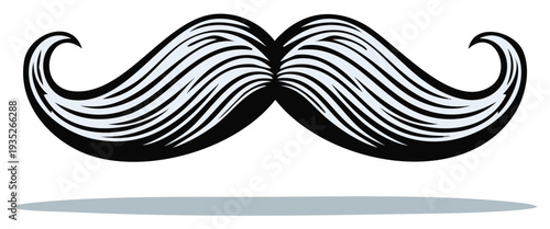Stylized Vector Mustache Illustration Elegant Black and White Facial Hair