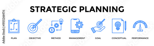 Strategic Planning Icon Set Collection Pack Banner Web Vector Illustration  Concept Containing Align Plans And Goals Into Structured Strategic Execution