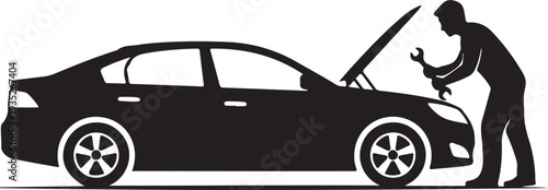 Auto mechanic car service repair and maintenance work icons set isolated vector illustration