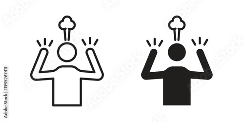 Irritated human icon. Simple outline style concept. Thin line vector illustration.
