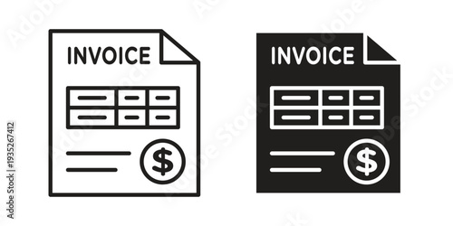 Invoice icon. Simple outline style concept. Thin line vector illustration.
