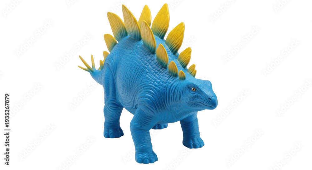 Obraz premium Isolated Stegosaurus figurine toy against plain backdrop shows Jurassic era herbivore species