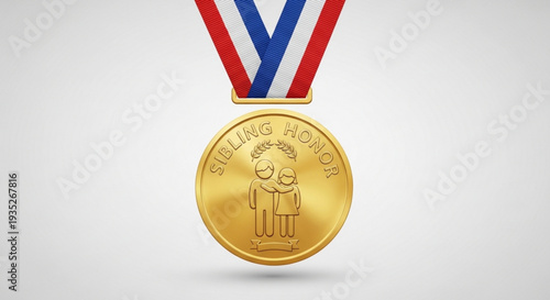 Golden medal with red white and blue ribbon symbolizing achievement and honor awarded for excellence