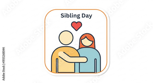 Sibling love and affection on sibling day with hugging cartoon characters