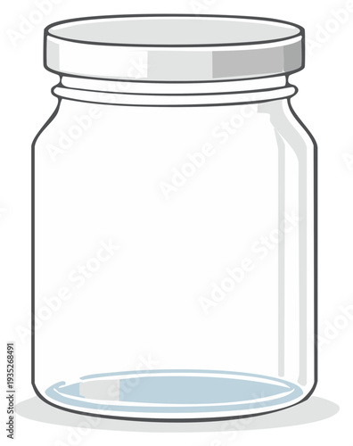 Simple vector illustration of an empty glass jar with a sealed lid