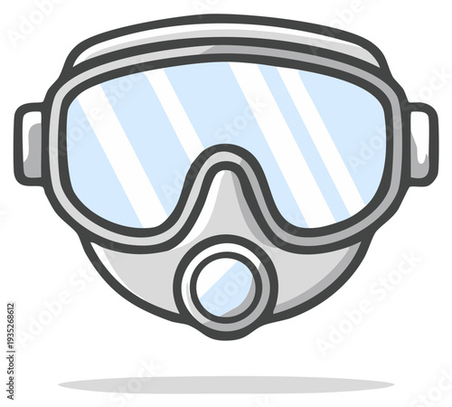 Cartoon diving mask and respirator with blue lens
