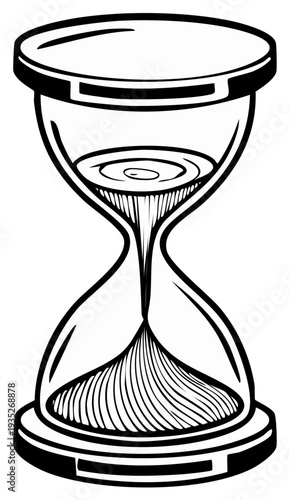 Black and white hourglass illustration concept of time and duration