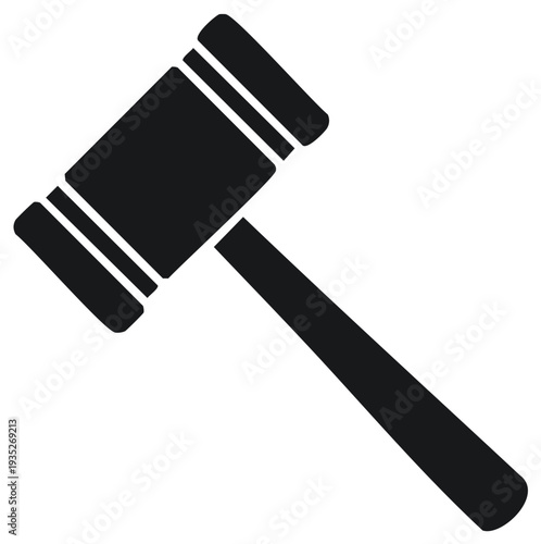 Black Gavel Icon Symbolizing Justice Law Authority and Court Decision