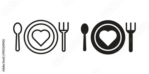 Love Plate icon. Simple outline style concept. Thin line vector illustration.