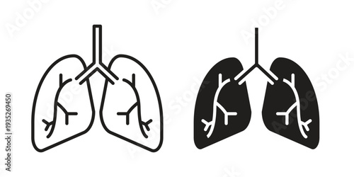Lungs icon. Simple outline style concept. Thin line vector illustration.