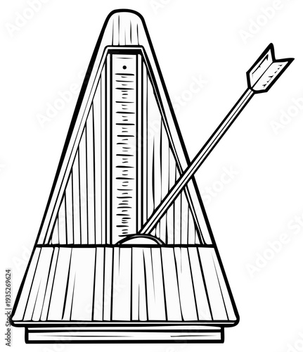 Vintage Metronome with Arrow Symbolizing Music Tempo and Precision