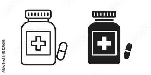 Medicine bottle icon. Simple outline style concept. Thin line vector illustration.