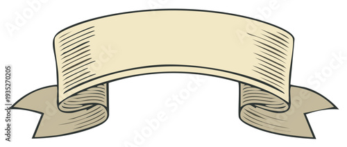 Vintage style blank banner design element classic hand drawn decorative ribbon template