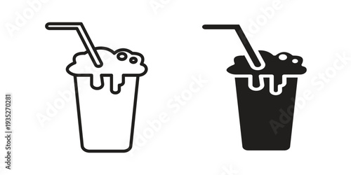 Milkshake icon. Simple outline style concept. Thin line vector illustration.