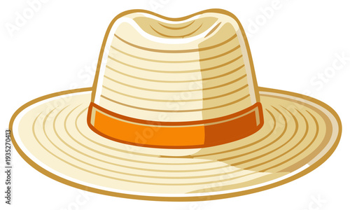 Classic Summer Hat with Orange Band -  Vintage Headwear for Sun Protection or Costume