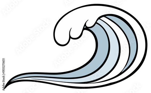 Stylized Ocean Wave Illustration in Blue and White Colors