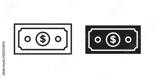 Money icon. Simple outline style concept. Thin line vector illustration.