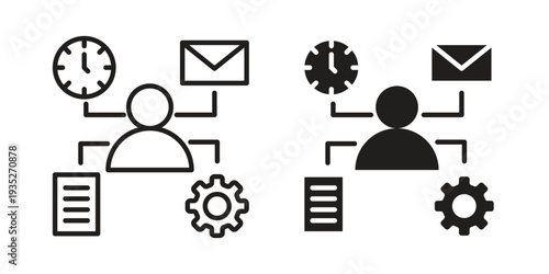 Multitask icon. Simple outline style concept. Thin line vector illustration.