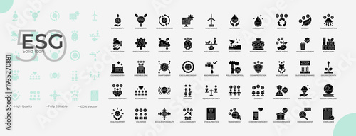 ESG Solid Editable Icons set