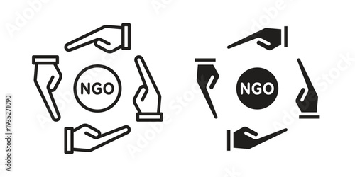 NGO icon. Simple outline style concept. Thin line vector illustration.