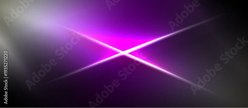 Bright purple light flares from center. Dark background creates dramatic contrast, soft gradients visible. Abstract energy radiates outward.