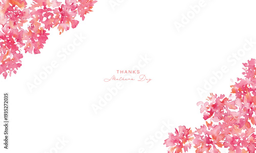 水彩画。水彩タッチのカーネーションベクターイラスト。母の日のカーネーションフレーム素材。Watercolor painting. Watercolor carnation vector illustration. Carnation frame material for Mother's Day.